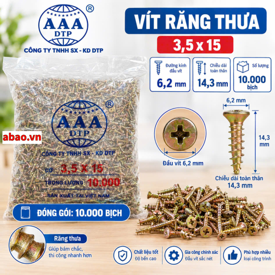 Vít răng thưa 3.5x15