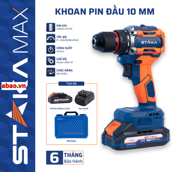 Máy khoan pin đầu kẹp 10mm STAKA